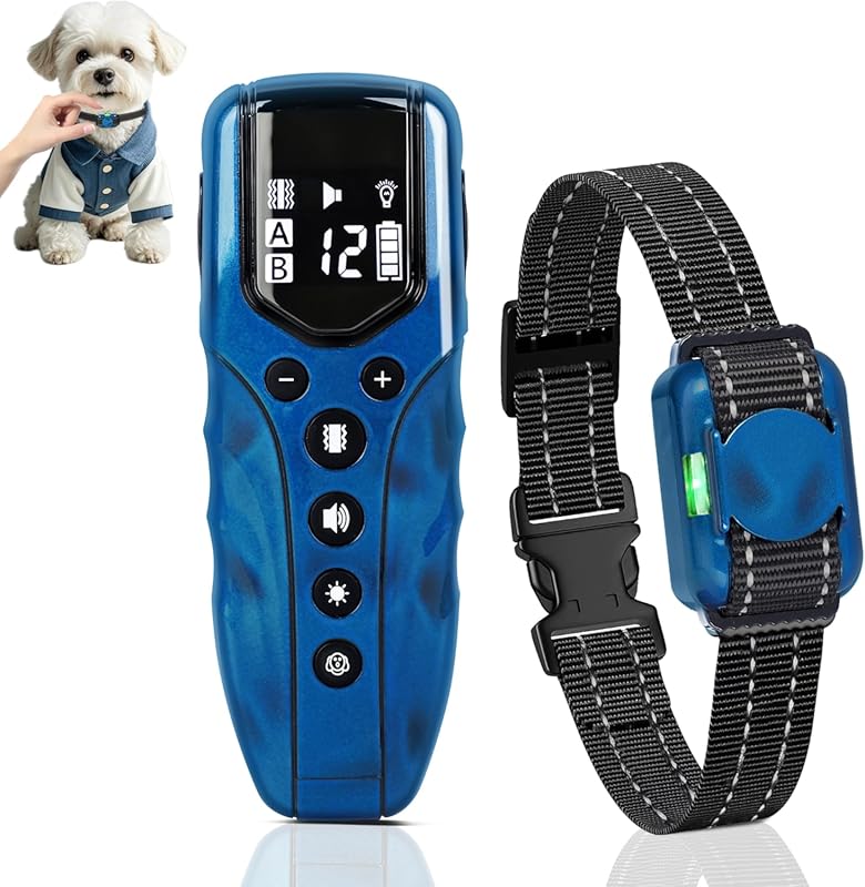 Lightest No Shock Dog Training Collar: 2000ft Remote, Beep & Vibrate, 
